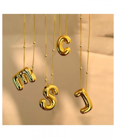 Bubble Letter Necklace 14K Gold Plated Balloon Initial Necklaces for Women Girls Dainty Alphabet Pendant Puffy Name Jewelry G...