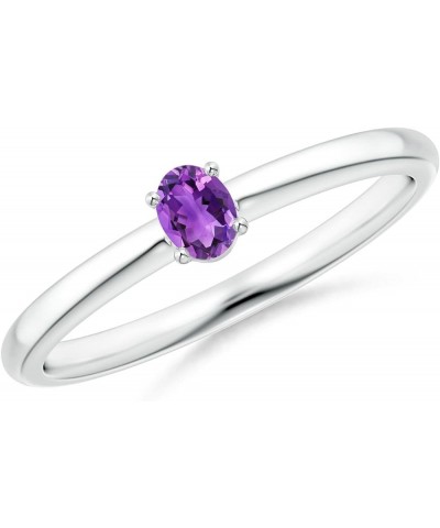 Natural Amethyst Solitaire Ring for Women, Girls in Sterling Silver/14K Solid Gold/Platinum | February Birthstone Jewelry Gif...