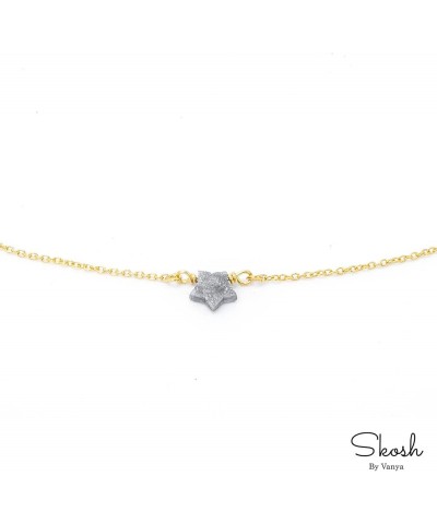 14K Solid Gold Rough Diamond Star Necklace: Dainty Celestial Choker with Floating Star, Minimalist Gift for Women 14&16 inche...