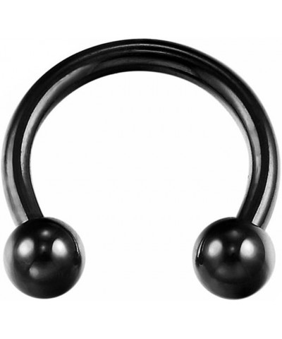 Titanium IP Over 316L Surgical Steel Circular Horseshoe Barbells w/Balls (Multiple Colors & Sizes) Black | 14GA | 1/2"-12mm w...