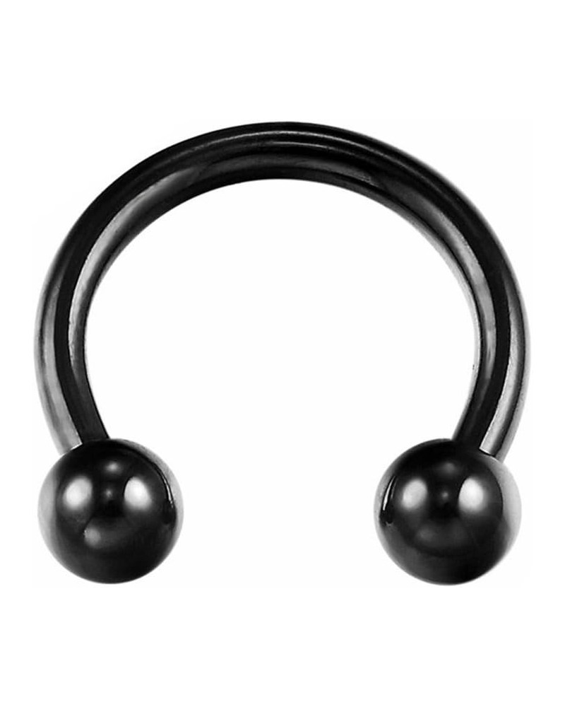 Titanium IP Over 316L Surgical Steel Circular Horseshoe Barbells w/Balls (Multiple Colors & Sizes) Black | 14GA | 1/2"-12mm w...