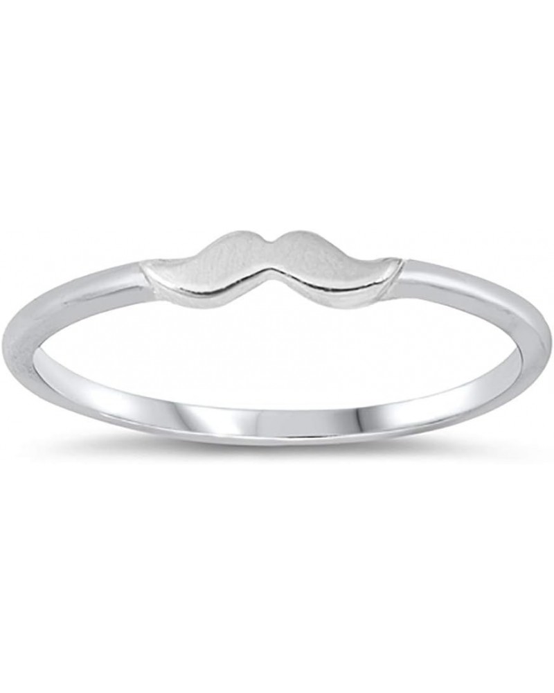 925 Sterling Silver High Polished Small Mustache Ring $10.91 Rings