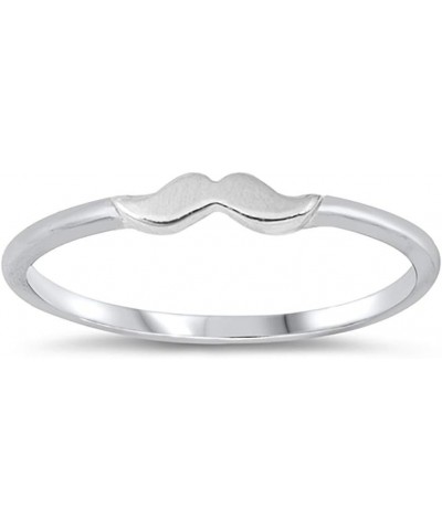 925 Sterling Silver High Polished Small Mustache Ring $10.91 Rings