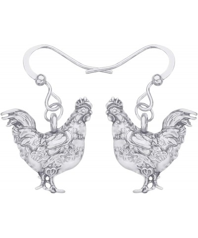 Cute Enamel Hen Rooster Chicken Earrings Dangle Farm Animal Jewelry For Women Girls Chicken Gift Charms Grey $7.79 Earrings