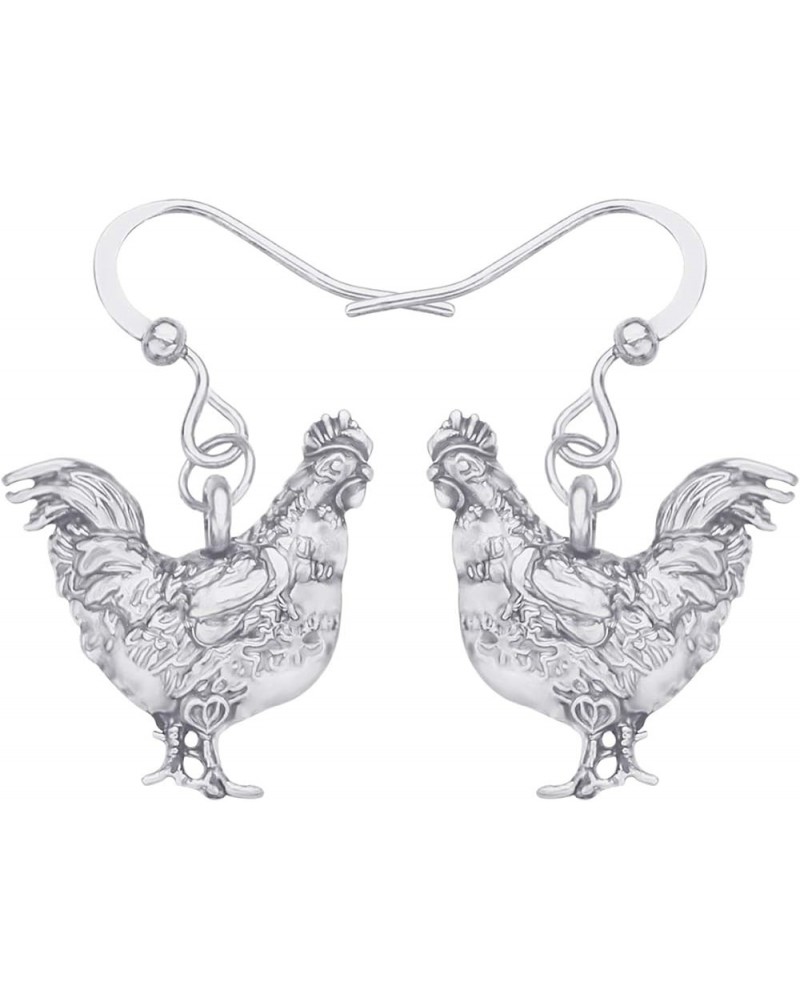 Cute Enamel Hen Rooster Chicken Earrings Dangle Farm Animal Jewelry For Women Girls Chicken Gift Charms Grey $7.79 Earrings