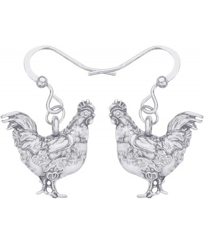 Cute Enamel Hen Rooster Chicken Earrings Dangle Farm Animal Jewelry For Women Girls Chicken Gift Charms Grey $7.79 Earrings