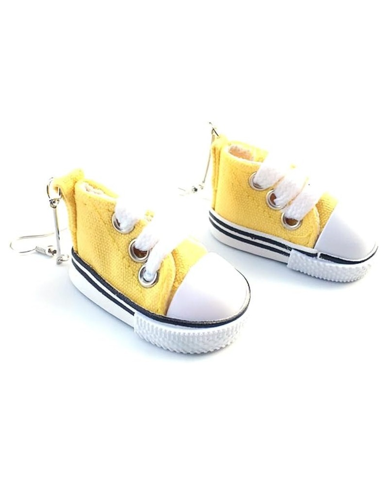 Fun Long Drop Dangle Shoe Earrings, Cute Canvas Sneakers Statement Dangle Earrings for Women Girls Yellow $7.50 Earrings