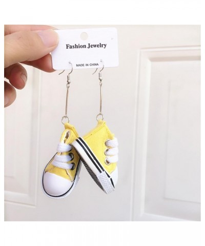 Fun Long Drop Dangle Shoe Earrings, Cute Canvas Sneakers Statement Dangle Earrings for Women Girls Yellow $7.50 Earrings