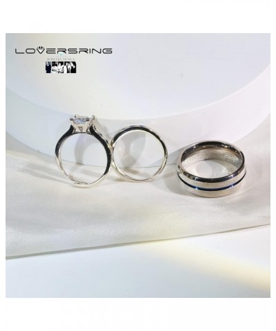 Wedding Ring Sets His And Hers Promise Ring Adjustable size Wedding Ring Sets His And Hers Couples Women 925 Sterling Silver ...