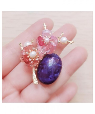 (XZ2020-3) Brooches for Women with Crystal, Pink Flower, Rhinestone Brooches Pins Elegant Jewelry Blossom Fashionable Gifts L...