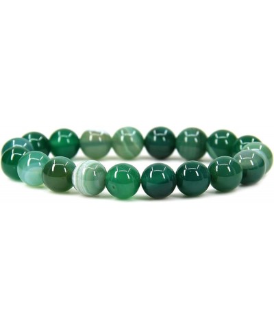 Natural Genuine Semi Precious Gemstones Healing 10mm Beaded Stretch Bracelet 7" Unisex Green Striped Agate $7.40 Bracelets