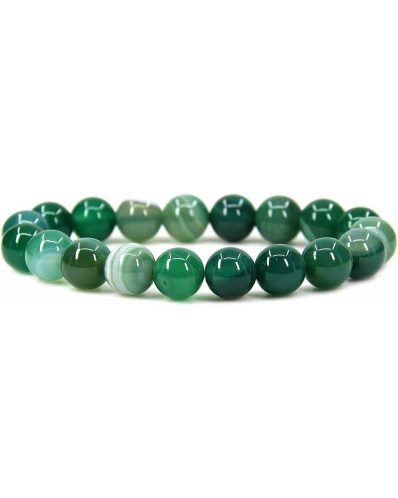 Natural Genuine Semi Precious Gemstones Healing 10mm Beaded Stretch Bracelet 7" Unisex Green Striped Agate $7.40 Bracelets