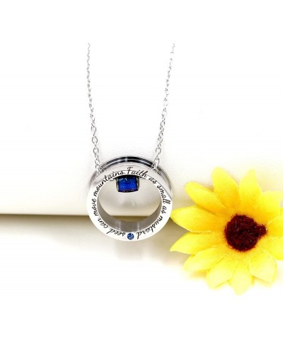 Christian Circle Ring Necklace Engraved Faith As Small As A Mustard Seed Can Move Mountains, with Gift Box Bead $8.25 Necklaces