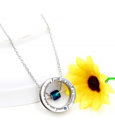 Christian Circle Ring Necklace Engraved Faith As Small As A Mustard Seed Can Move Mountains, with Gift Box Bead $8.25 Necklaces