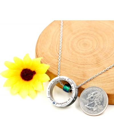 Christian Circle Ring Necklace Engraved Faith As Small As A Mustard Seed Can Move Mountains, with Gift Box Bead $8.25 Necklaces