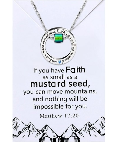 Christian Circle Ring Necklace Engraved Faith As Small As A Mustard Seed Can Move Mountains, with Gift Box Bead $8.25 Necklaces