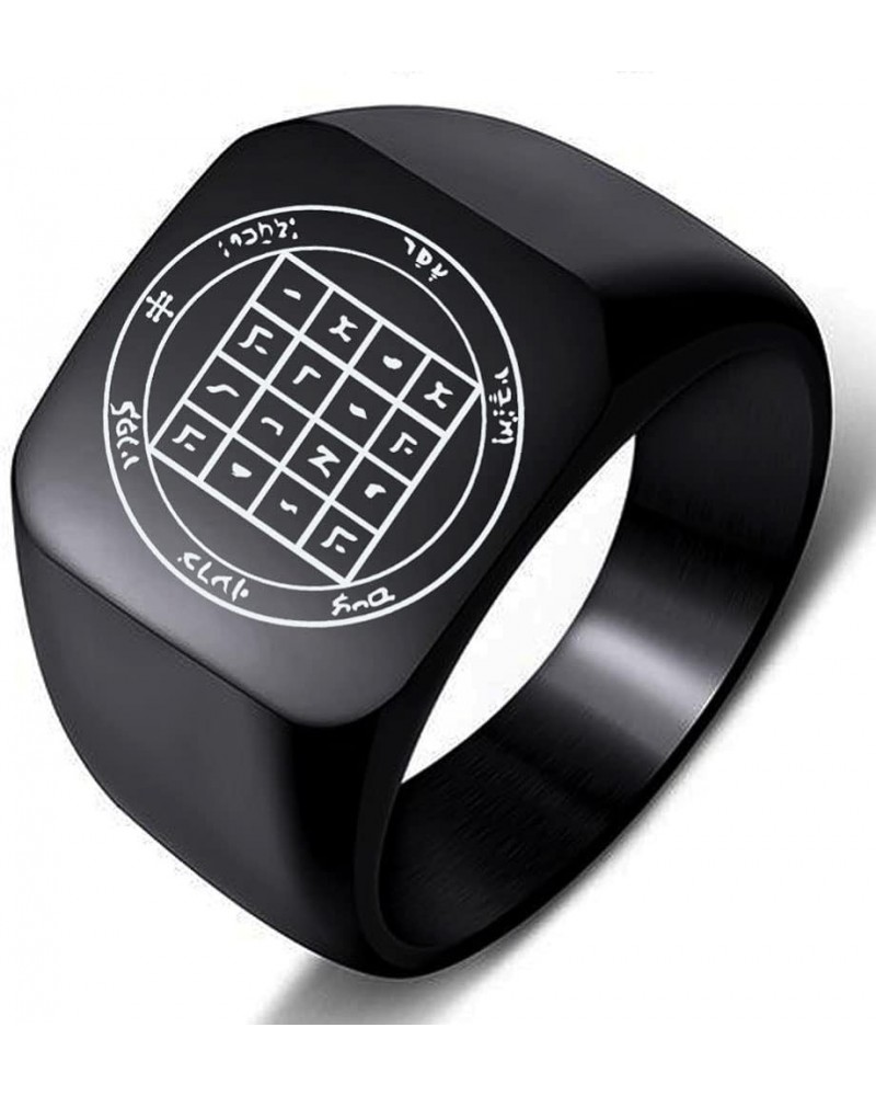 Silver Seal of Solomon 1st Pentacle of Saturn Amulet Stainless Steel Mens Womens Ring 3.Black 17MMx18MM $5.45 Rings