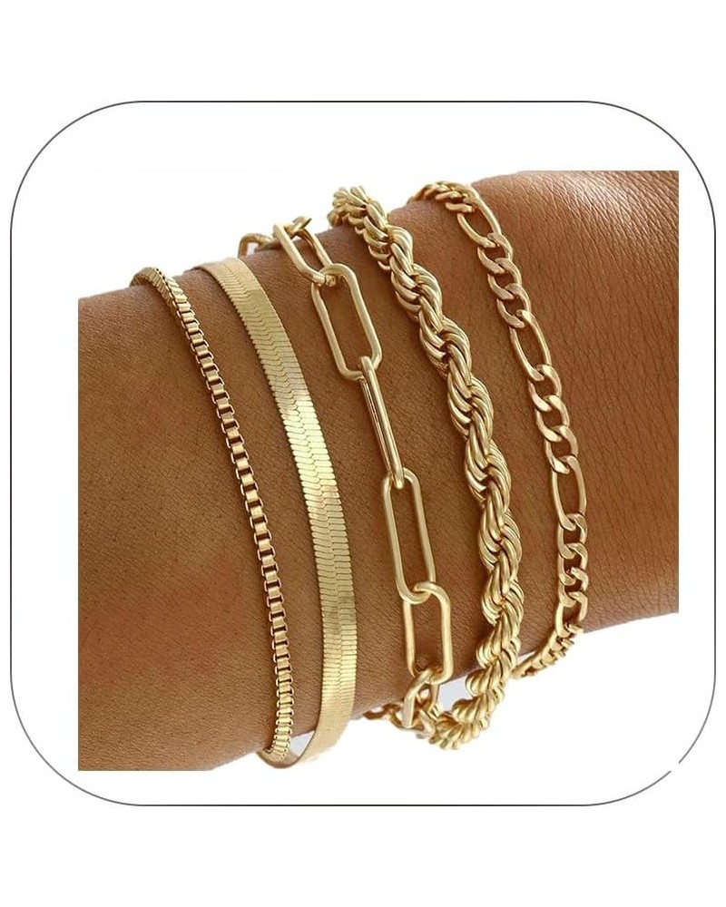 Gold Bracelets for Women Trendy Chunky Gold Bracelet Rhinestone Tennis Bracelet Stackable Bracelets Twist Snake Chain Bracele...