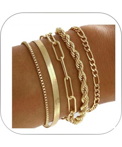 Gold Bracelets for Women Trendy Chunky Gold Bracelet Rhinestone Tennis Bracelet Stackable Bracelets Twist Snake Chain Bracele...