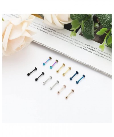 NEWITIN 24 Pieces 16G Stainless Steel Lip Studs Hypoallergenic Studs Labret Piercing with 3mm Cartilage Tragus Helix Monroe P...