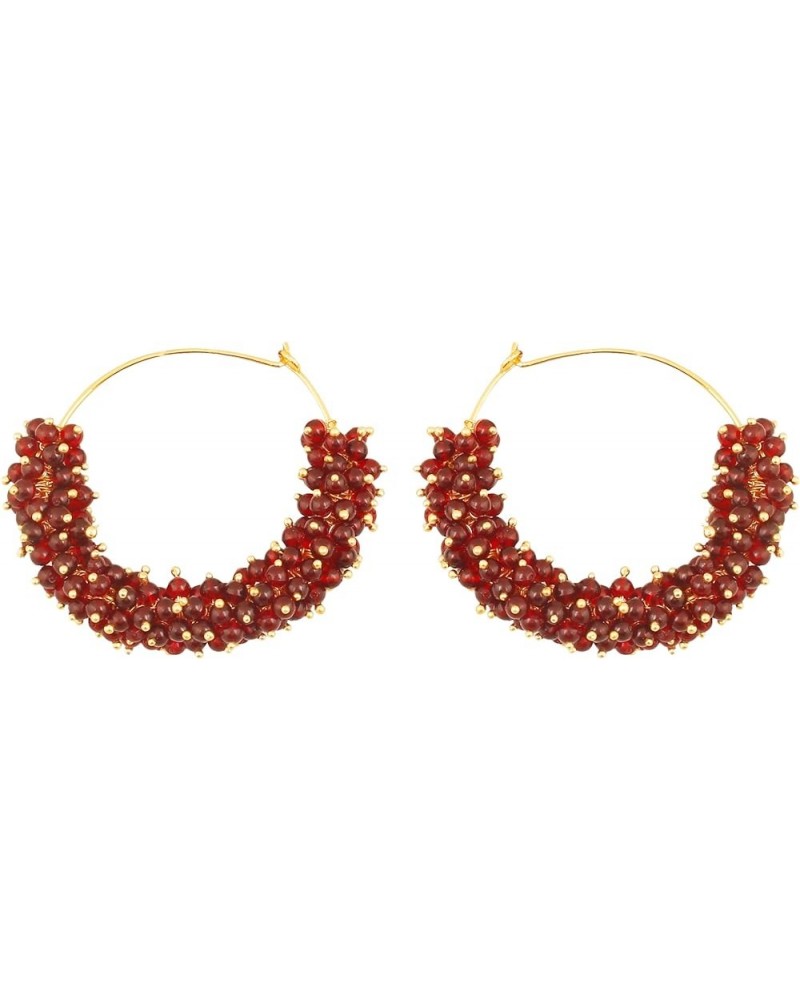 Indian Bollywood Colorful Bead Trendy Elegant Fresh Fashion Earrings In Gold or Silver Tone For Women. D357 Red $9.60 Earrings