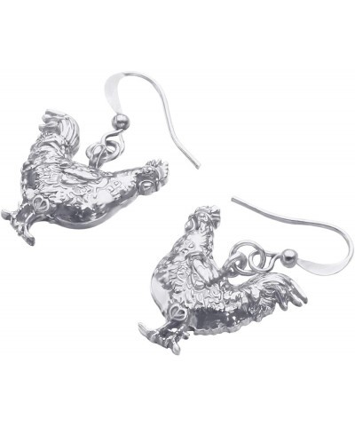 Cute Enamel Hen Rooster Chicken Earrings Dangle Farm Animal Jewelry For Women Girls Chicken Gift Charms Grey $7.79 Earrings