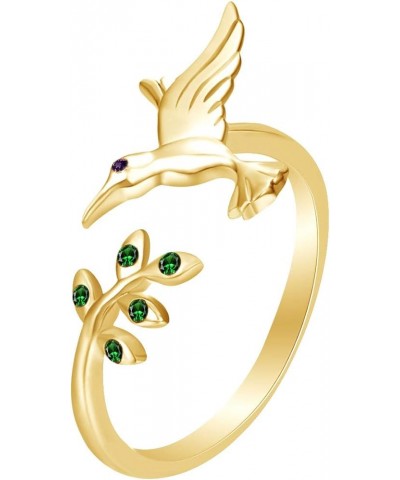 Birds & Tree Leaves Adjustable Ring 14k Gold Over Sterling Silver yellow-gold-plated-silver Amethyst $34.50 Rings