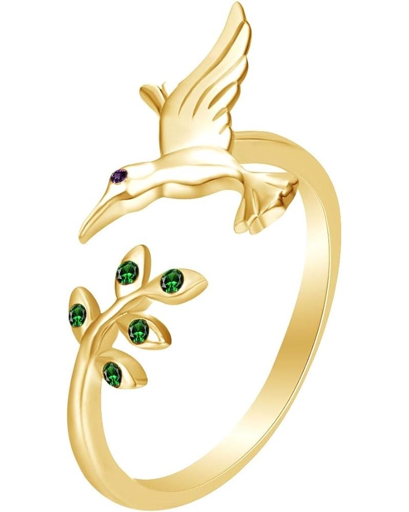 Birds & Tree Leaves Adjustable Ring 14k Gold Over Sterling Silver yellow-gold-plated-silver Amethyst $34.50 Rings