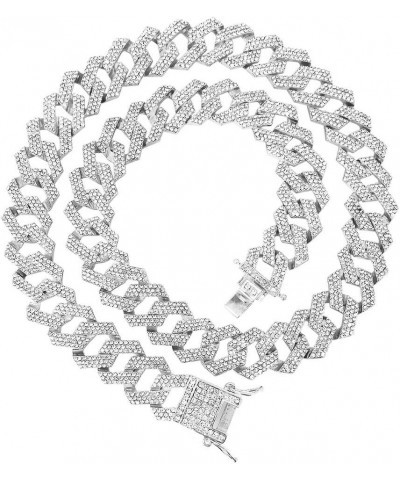 Iced Out Diamond Cuban Link Chain for Men Women Silver Gold Miami Cuban Necklaces Hip Hop 16-30 Inches 16" Necklace B-Silver ...