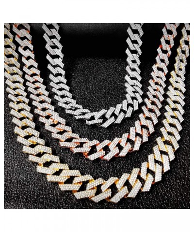 Iced Out Diamond Cuban Link Chain for Men Women Silver Gold Miami Cuban Necklaces Hip Hop 16-30 Inches 16" Necklace B-Silver ...