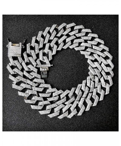 Iced Out Diamond Cuban Link Chain for Men Women Silver Gold Miami Cuban Necklaces Hip Hop 16-30 Inches 16" Necklace B-Silver ...