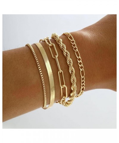 Gold Bracelets for Women Trendy Chunky Gold Bracelet Rhinestone Tennis Bracelet Stackable Bracelets Twist Snake Chain Bracele...