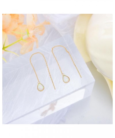 14k Solid Gold Threader Earrings for Women Dangle Earrings Long Chain Earrings Hypoallergenic Real Gold Hanging Drop Earrings...