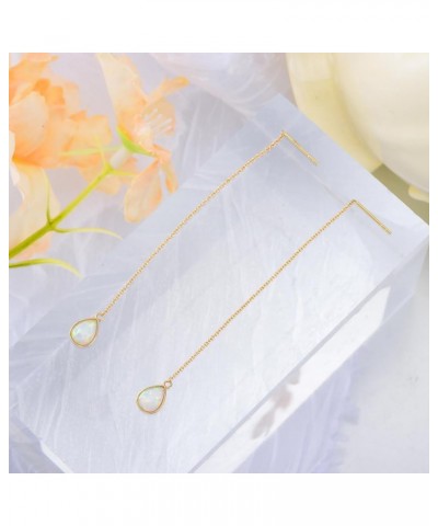 14k Solid Gold Threader Earrings for Women Dangle Earrings Long Chain Earrings Hypoallergenic Real Gold Hanging Drop Earrings...