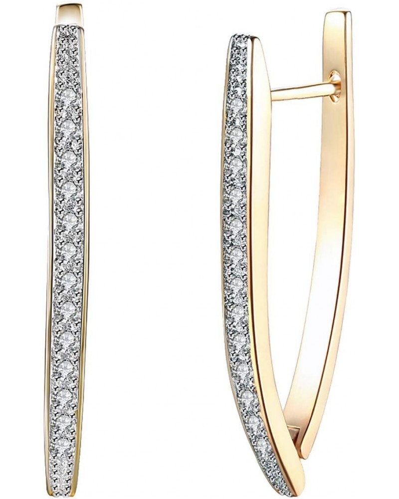 14K Gold Plated Cubic Zirconia Hoop Earrings For Women Men Fashion CZ Earrings $8.99 Earrings