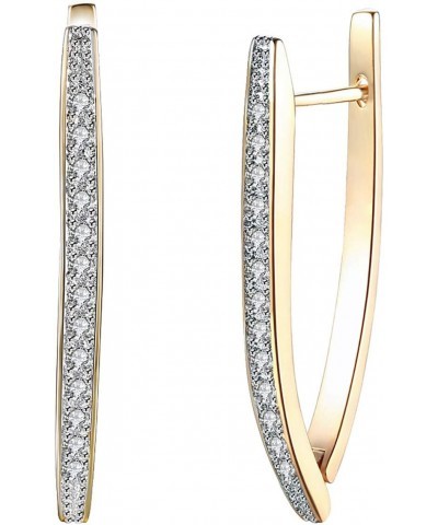 14K Gold Plated Cubic Zirconia Hoop Earrings For Women Men Fashion CZ Earrings $8.99 Earrings