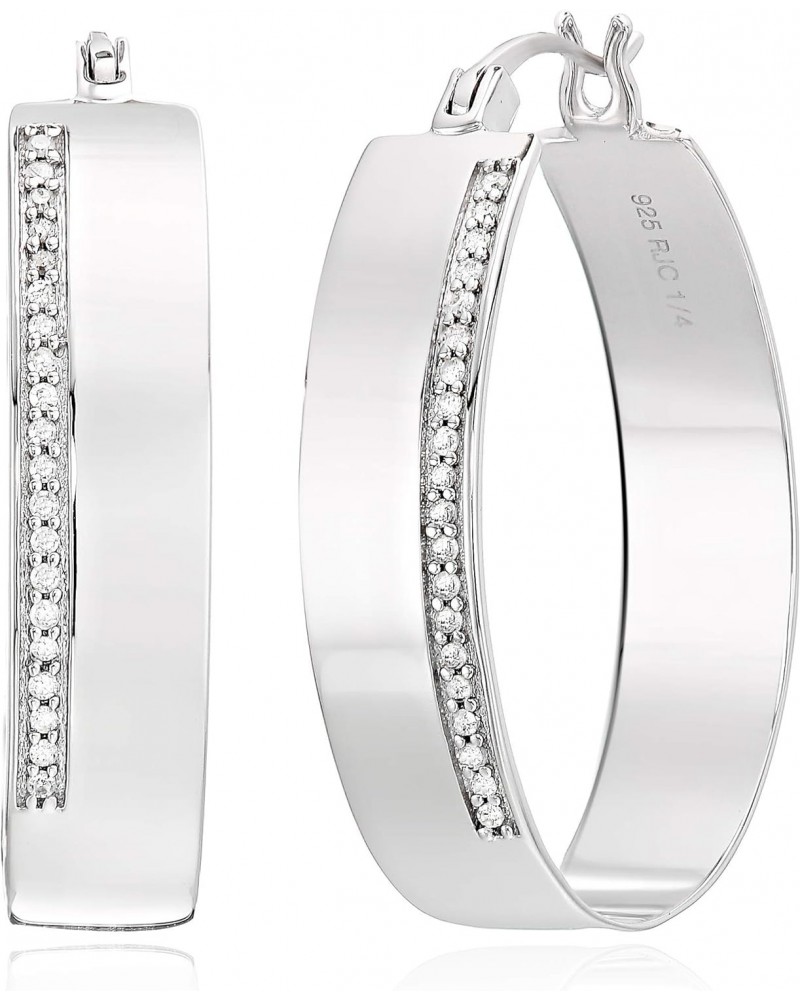 1/4 cttw Diamond Hoop Earrings .925 Sterling Silver with Rhodium Round 1.50 Inch $40.50 Earrings