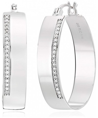 1/4 cttw Diamond Hoop Earrings .925 Sterling Silver with Rhodium Round 1.50 Inch $40.50 Earrings