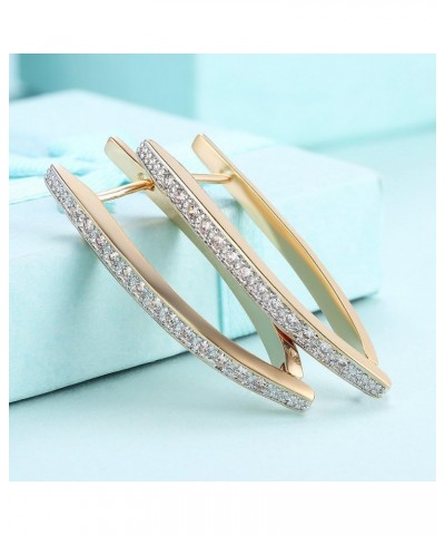 14K Gold Plated Cubic Zirconia Hoop Earrings For Women Men Fashion CZ Earrings $8.99 Earrings