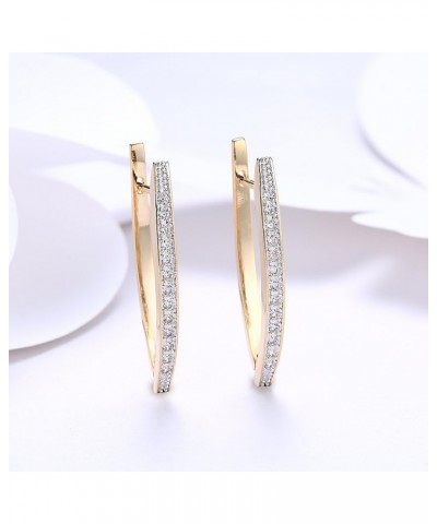 14K Gold Plated Cubic Zirconia Hoop Earrings For Women Men Fashion CZ Earrings $8.99 Earrings