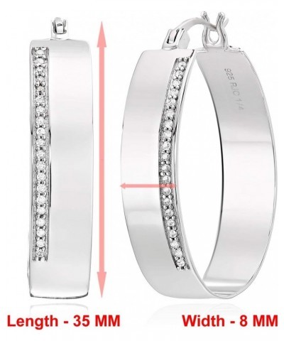 1/4 cttw Diamond Hoop Earrings .925 Sterling Silver with Rhodium Round 1.50 Inch $40.50 Earrings