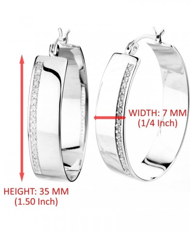 1/4 cttw Diamond Hoop Earrings .925 Sterling Silver with Rhodium Round 1.50 Inch $40.50 Earrings