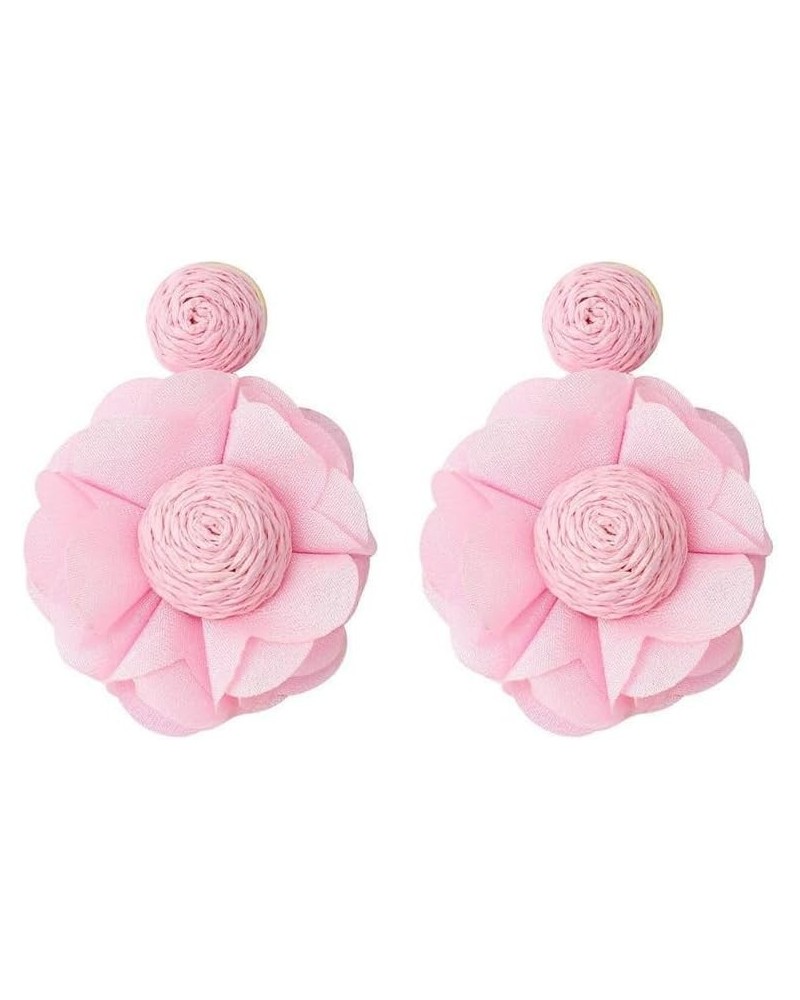 Lafite Flower Colored Earrings Bohemian Valentine's Day Gift for Girl Woman to the Beach Pink $4.98 Earrings