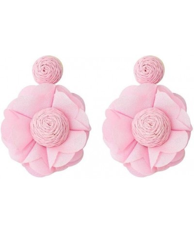 Lafite Flower Colored Earrings Bohemian Valentine's Day Gift for Girl Woman to the Beach Pink $4.98 Earrings