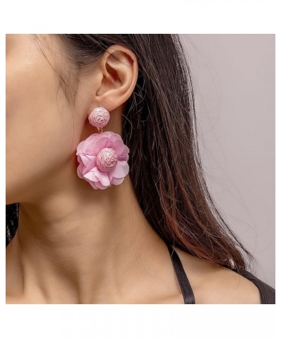 Lafite Flower Colored Earrings Bohemian Valentine's Day Gift for Girl Woman to the Beach Pink $4.98 Earrings