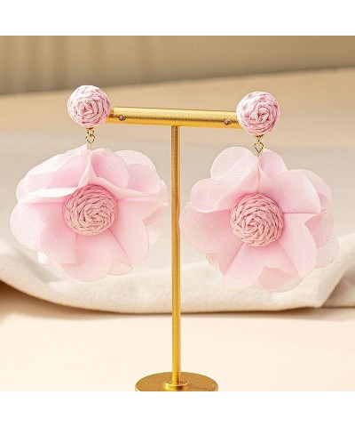 Lafite Flower Colored Earrings Bohemian Valentine's Day Gift for Girl Woman to the Beach Pink $4.98 Earrings