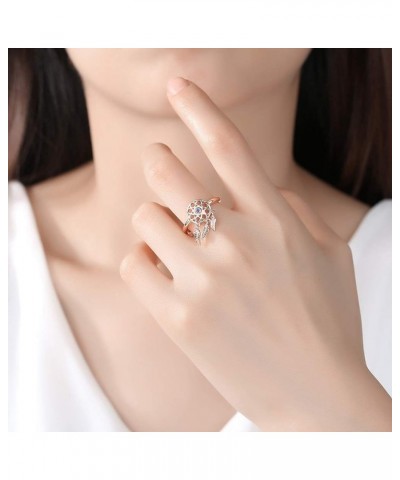 Dream Catcher Ring Sterling Silver 925 Cubic Zirconia for Girls Women Band Width 0.7in US Size 6-7-8 Rhodium $7.79 Rings