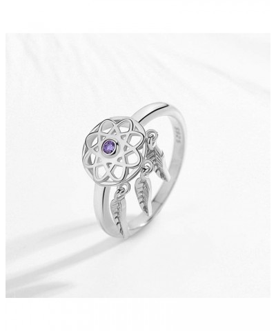 Dream Catcher Ring Sterling Silver 925 Cubic Zirconia for Girls Women Band Width 0.7in US Size 6-7-8 Rhodium $7.79 Rings