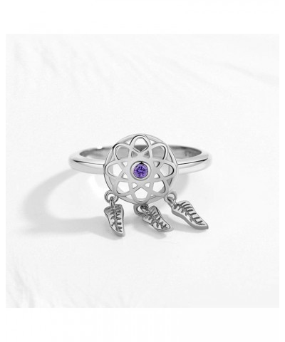 Dream Catcher Ring Sterling Silver 925 Cubic Zirconia for Girls Women Band Width 0.7in US Size 6-7-8 Rhodium $7.79 Rings