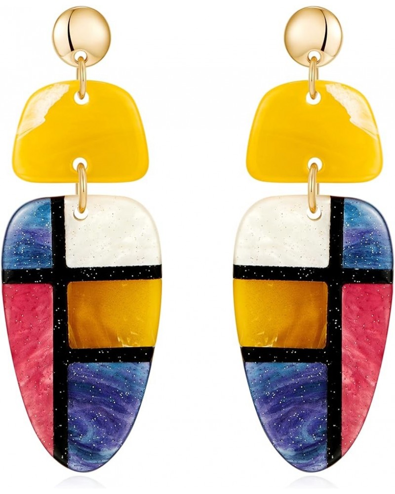 Acrylic Earrings for Women Boho Drop Dangle Earrings Geometric Statement Earrings Colorful Resin Acetate Earrings Retro Fashi...